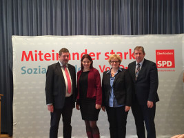 Die oberfränkischen KandidatInnen: Jörg Nürnberger (Hochfranken), Doris Aschenbrenner (Coburg), Andreas Schwarz (Bamberg-Forchheim) und Anette Kramme (Bayreuth)